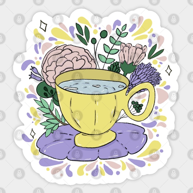 Flowers and Tea Time Sticker by BellaSophiaCreative